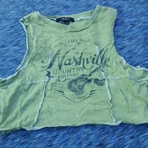 Forever 21 Green Cut Out Muscle Tee